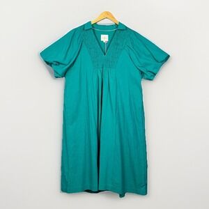 Umgee Midi Dress Womens L Jade Front Yoke Shift Bubble Sleeve Feminine Garden